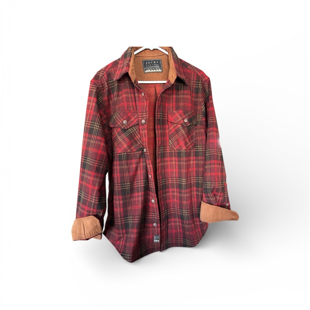 JACHS New York heavyweight flannel-Rust corduroy collar and cuff-Premium